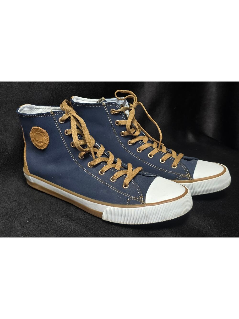 Harley Davidson Navy Blue Faux Suede Filkens High Top Sneakers Lace Up Shoes